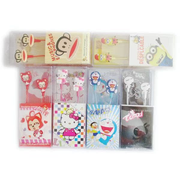 创意卡通耳机入耳式带麦线控耳机迷你可爱哆啦A梦小黄人阿狸KT猫|ruв категории видео электрических приборов, наушники/наушники - от Buy2taobao.com для оказания профессиональной услуги покупки агента Taobao