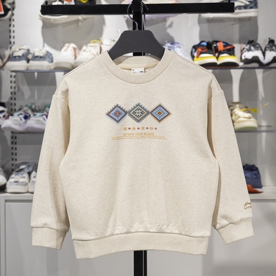 李宁运动休闲儿童圆领宽松卫衣