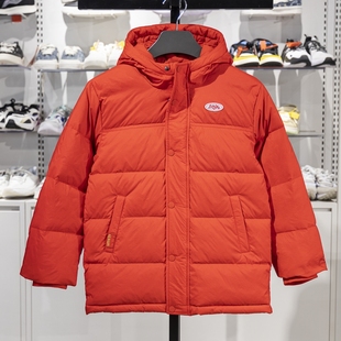 正品李宁儿童红色加厚羽绒服2025新年款女童男童连帽外套YYMV003
