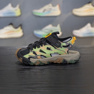 YKEV030 2025男女小童软底透气魔术贴沙滩鞋 正品 李宁儿童包头凉鞋