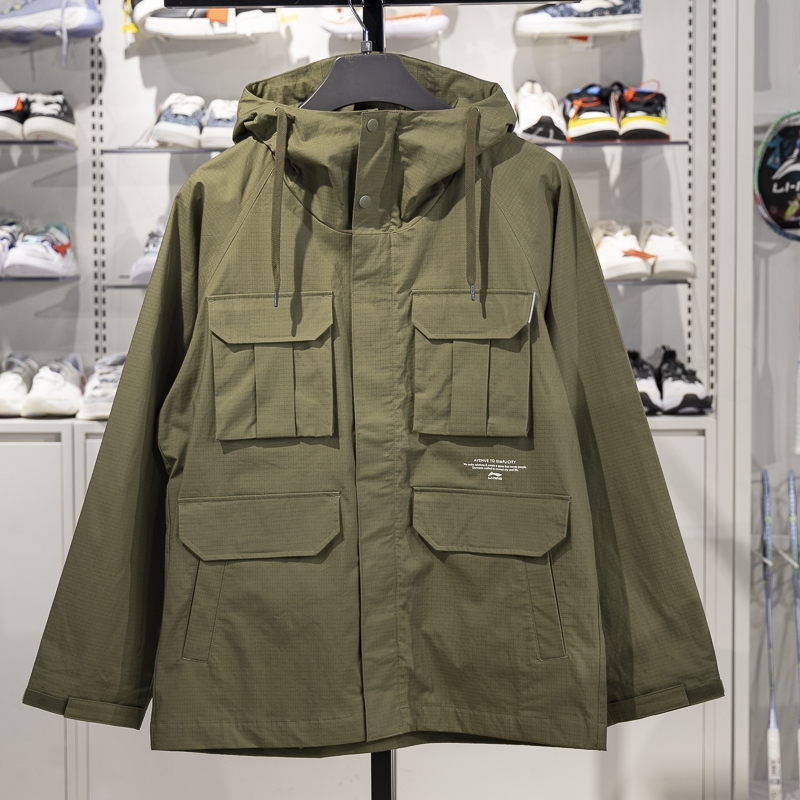 正品李宁男子CROSS运动风衣2025春季宽松连帽夹克外套AFDV187