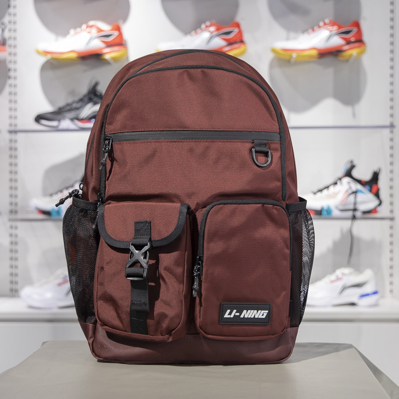 正品李宁双肩包男女同款跑训休闲大容量结实耐磨运动包ABSS303