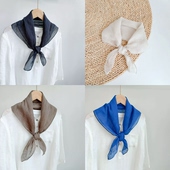 亚麻丝巾70cm小方巾纯色薄款 饰领巾日系小围巾百搭 防嗮护颈系脖装