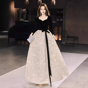 日本品質(zhì)黑色晚禮服裙女小眾高級感輕奢法式 高端聲樂藝考成人禮主