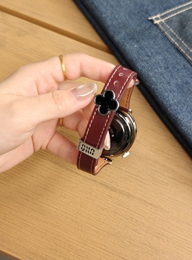 适用华为gt6手表带女款gt5铆钉扣watch5四叶草5Pro真皮腕表带休闲GT4女生GT3秋冬2pro气质荣耀表带22mm18mm20