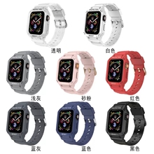 适用iwatch8表带applewatch7液态S8硅胶一体S7苹果SE手表S6保护壳6全包5/4/3代运动41mm腕带潮牌45男女高级感