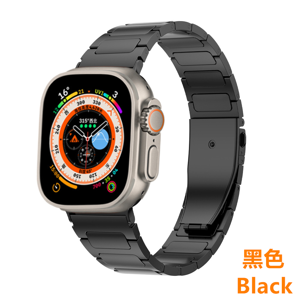 适用iwatch9/8纯钛表带applewatchultra2钛金属原装品质苹果s8表带工字49mm高级钛带se合金不锈钢s9 41mm45潮
