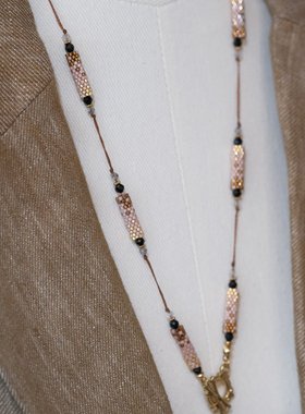 紫色系列萤石头多层新款金丝钩针叠戴款颈链项链毛衣链吊坠款