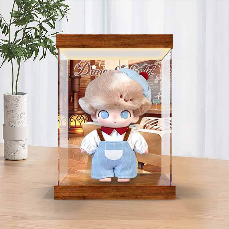 适用泡泡玛特DIMOO心动特调吊卡背景手办收纳灯箱款亚克力收纳盒