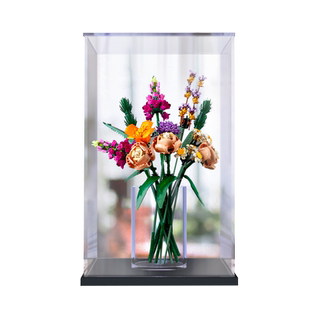 适用乐高10280花朵亚克力防尘罩花束玫瑰花积木模型展示盒透明罩