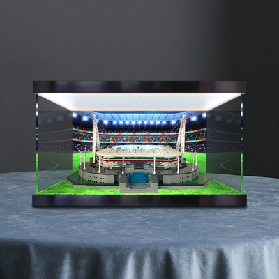 灯箱款收纳盒适用咔嗒积木尤文图斯安联竞技球场模型亚克力展示盒