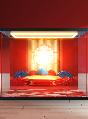 亚克力回形灯收纳盒适用 积木80117五福迎春中国风新春系列防尘盒