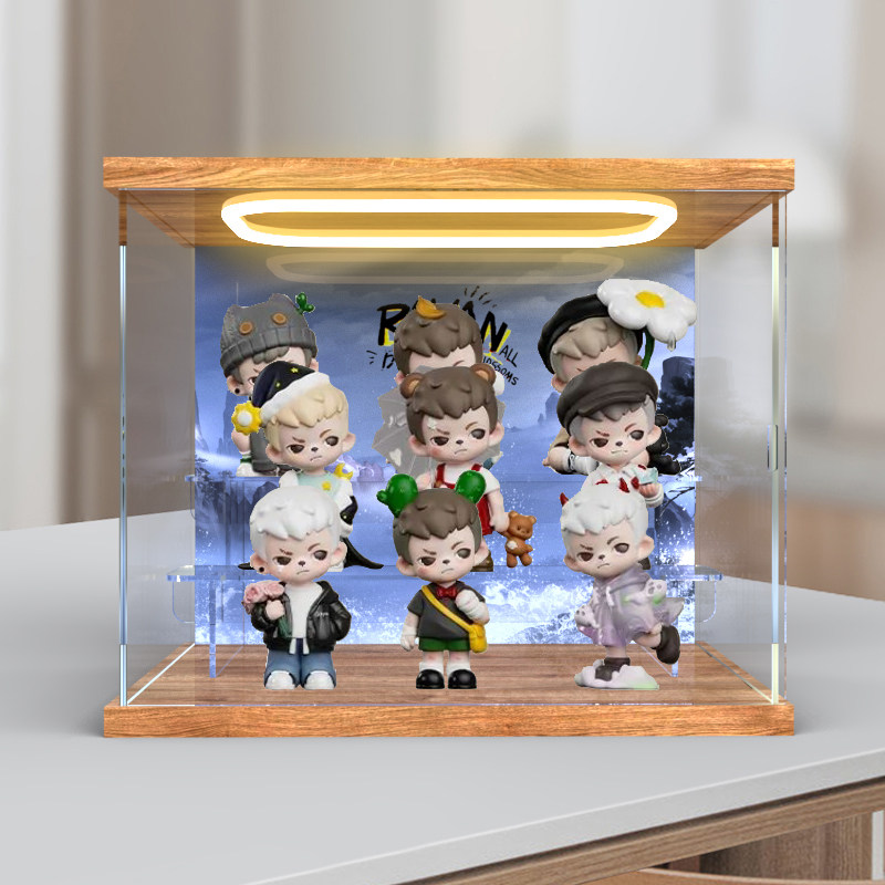 回型灯亚克力收纳盒适用rayan万物生长盲盒可爱娃娃摆件潮玩手办