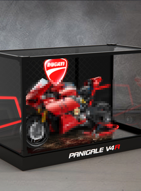 防尘收纳盒适乐高42107 杜卡迪摩托车积木模型亚克力木纹展示盒