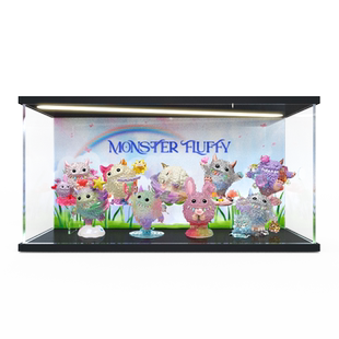 适用泡泡玛特INSTINCTOY毛怪秘境花园系列盲盒灯光亚克力收纳盒