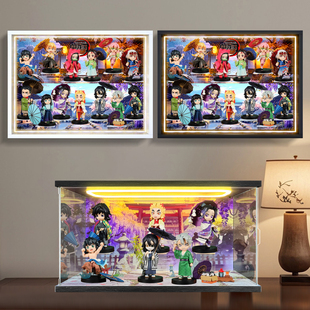 冰鹏适用鬼灭之刃梅雨系列Q款手办无限城篇盲盒相框场景款收纳盒
