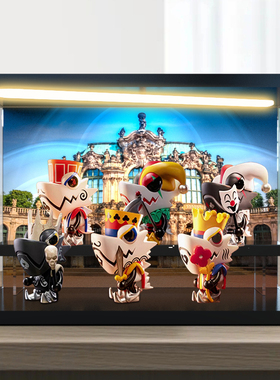 适用积木防尘盒WASATOY变色龙盲盒7代扑克系列潮玩手办场景展示盒