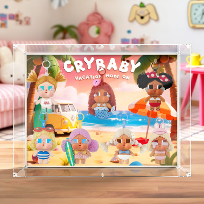 冰鹏适用哭娃CRYBABY VacationModeOn度假系列搪胶盲盒彩绘收纳盒