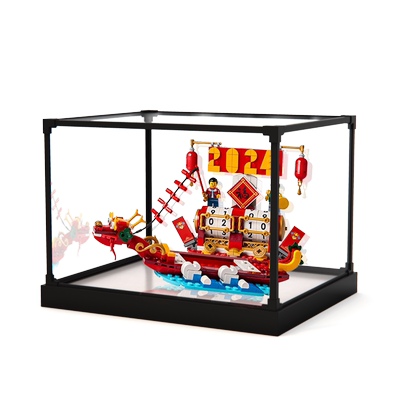 透明玻璃罩收纳手办盒适用乐高40678节庆台历 亚克力防尘罩展示盒