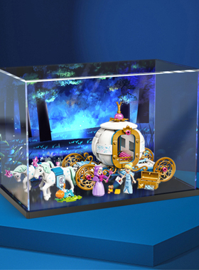 适用乐高43192灰姑娘仙蒂皇家马车积木玩具展示盒透明防尘收纳盒