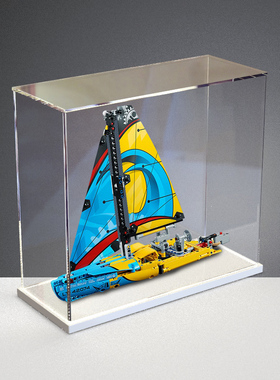 亚克力透明乐高赛艇帆船42074积木模型展示防尘罩收纳盒
