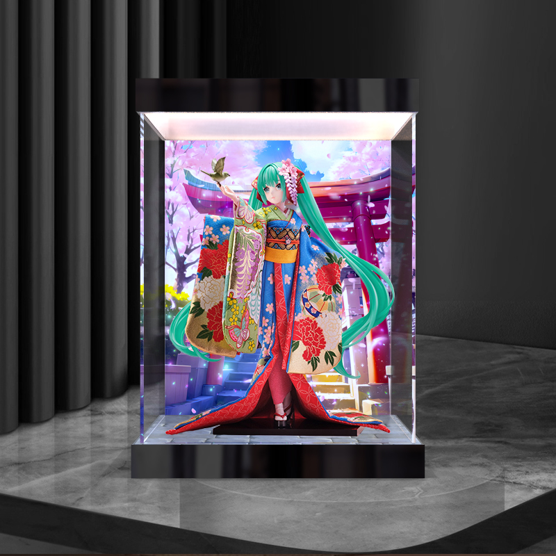适用F:NEX 初音未来 日本人偶吉德大光 手办亚克力灯箱高清展示盒