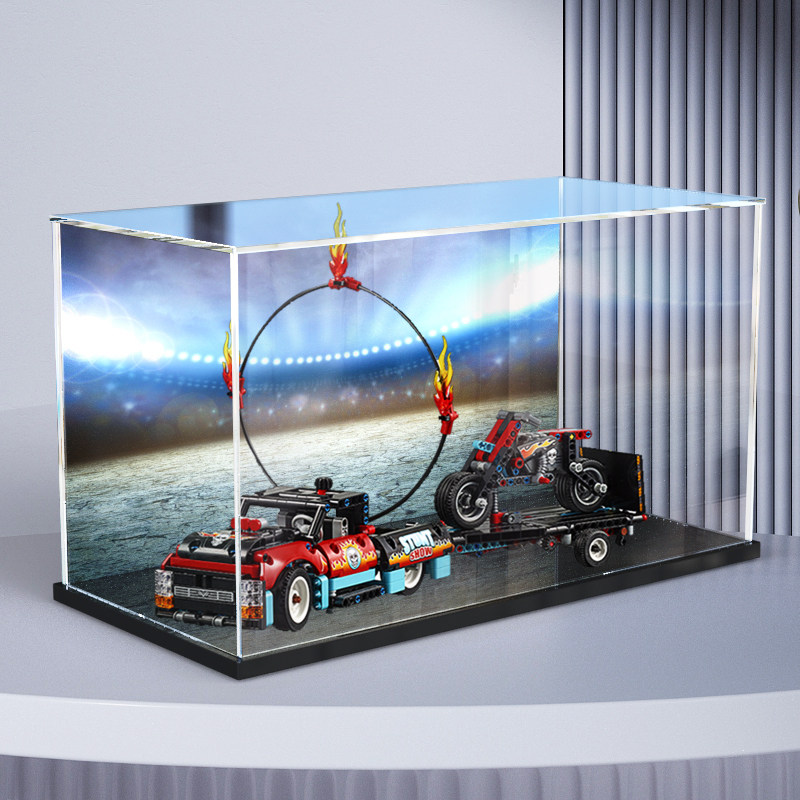 展示盒适用乐高机械组42106 卡车与摩托车特技积木科技玩具防尘罩