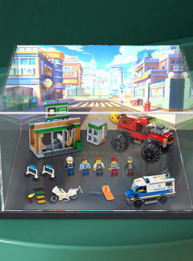 适用乐高60245 巨轮越野车大劫案积木模型亚克力展示盒透明收纳盒