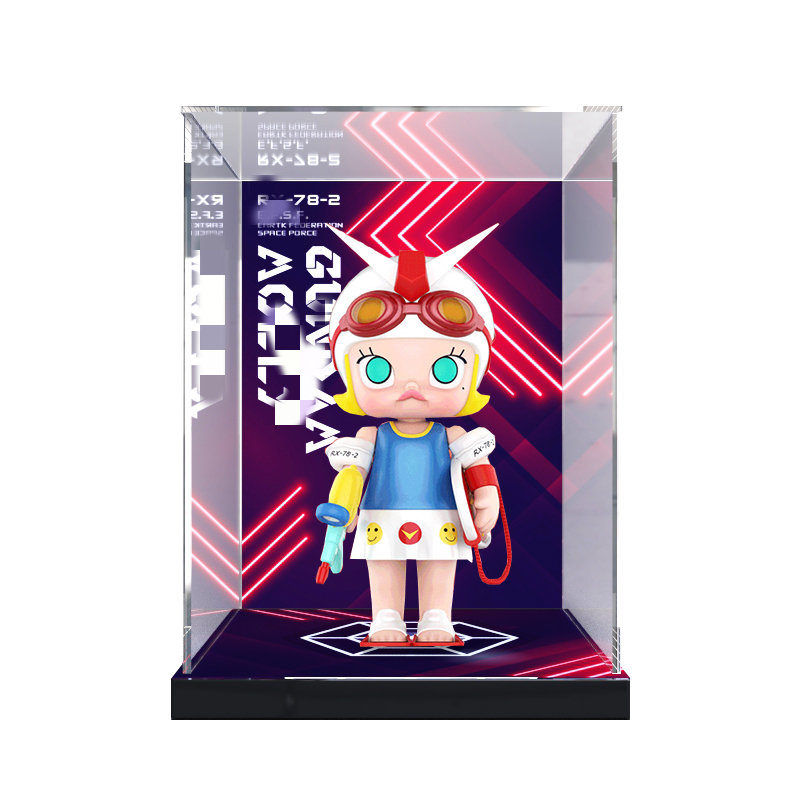 泡泡玛特展示盒molly茉莉高达限定bjd娃娃亚克力防尘罩收纳单人