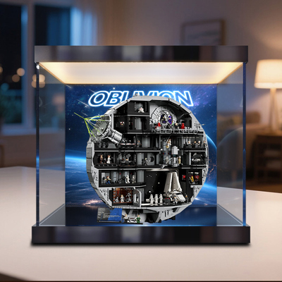 灯箱款收纳盒适用75419 星球大战死星系列手办积木模型透明防尘罩