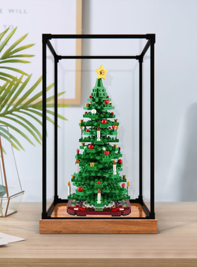 亚克力合金框收纳盒适用乐高40573 创意圣诞树节日礼物积木展示盒