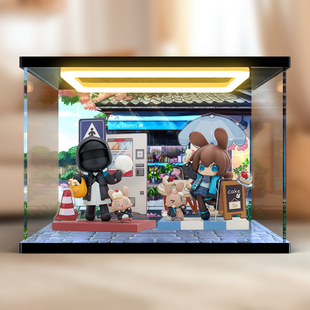 适用APEX明日方舟来份甜点Q版 阿米娅&博士手办 灯光亚克力收纳盒