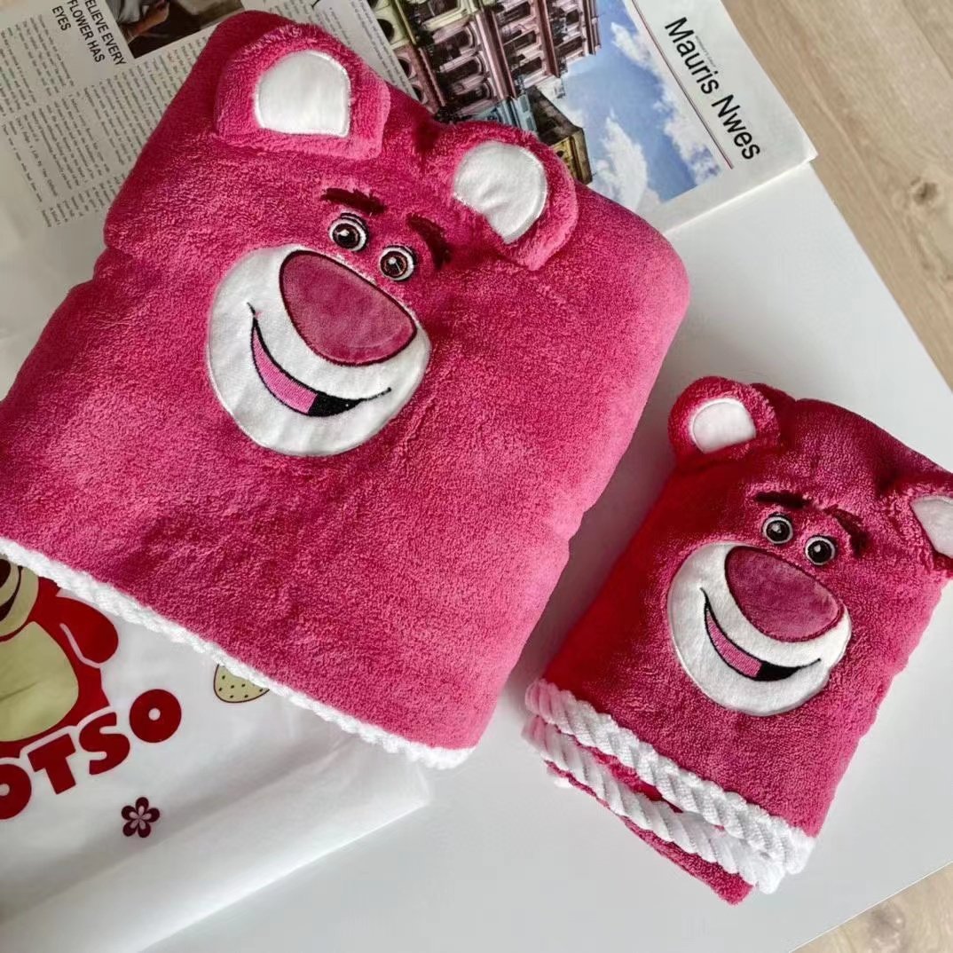 草莓熊浴巾可穿可裹性感浴袍ins学生宿舍家用浴裙吸水不掉毛毛巾