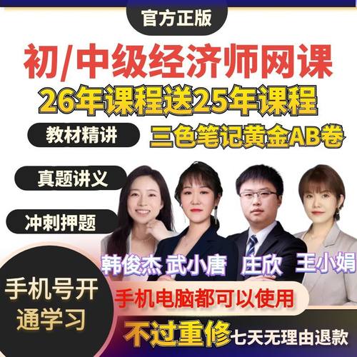 2026年初级中级经济师网课视频韩俊杰王小娟人力工商金融三色笔记