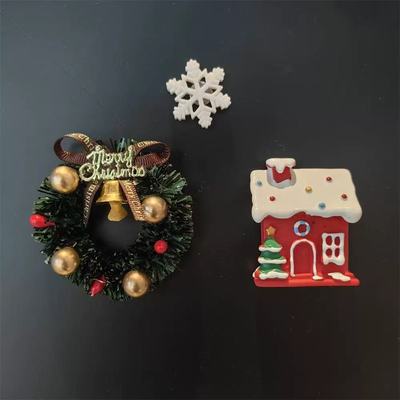 新款圣诞花环冰箱贴家居摆件咖啡机洞洞板猫眼装饰贴吸铁石