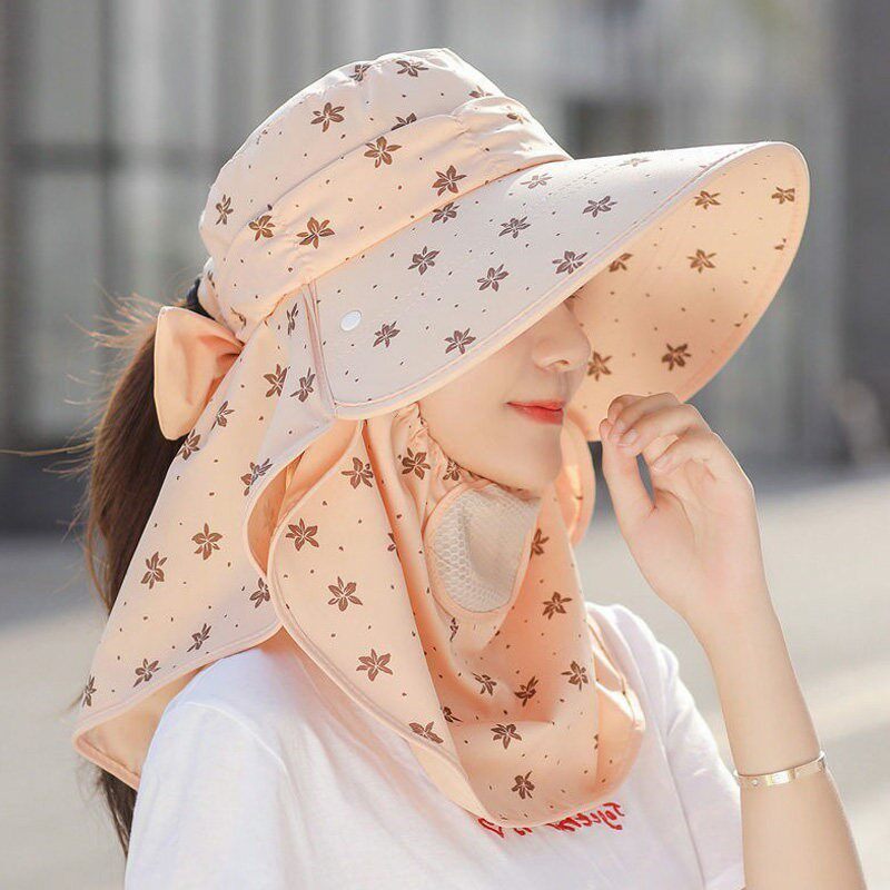 遮阳帽女防晒防紫外线遮脸全脸太阳帽子面罩夏季下地农村干活凉帽