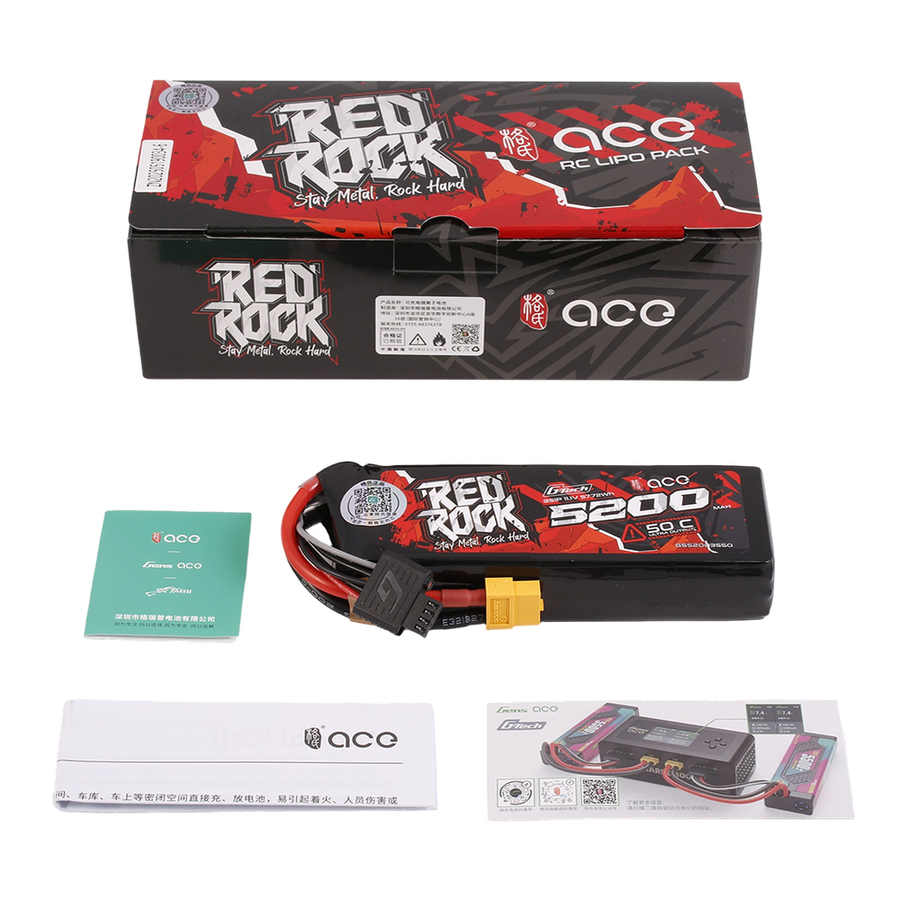 新款格式REDROCK 5200毫安11.1V 70C遥控模型车用锂电池
