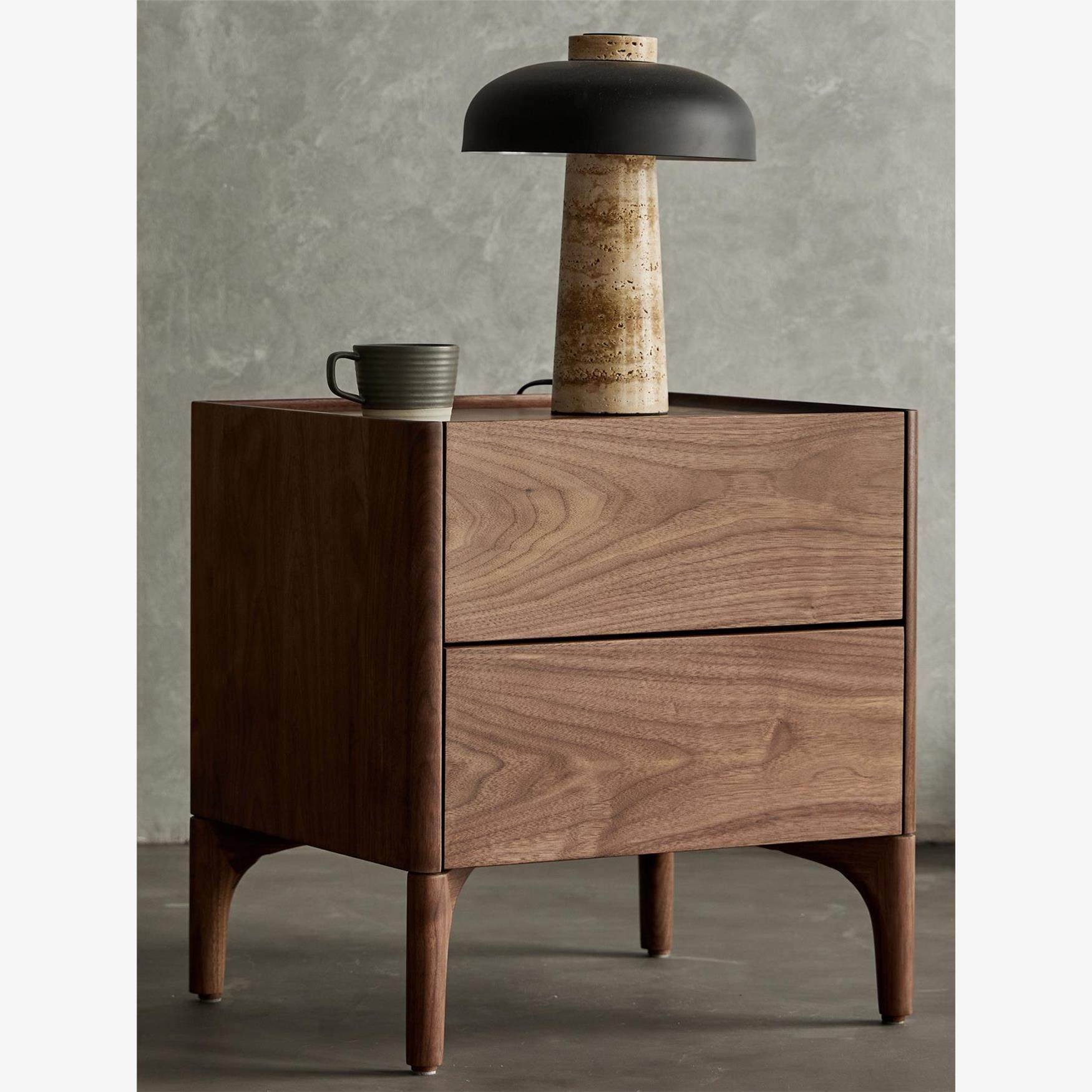 香港澳门包邮床头柜简约现代北欧纯黑胡桃木全实木床头柜卧室床边