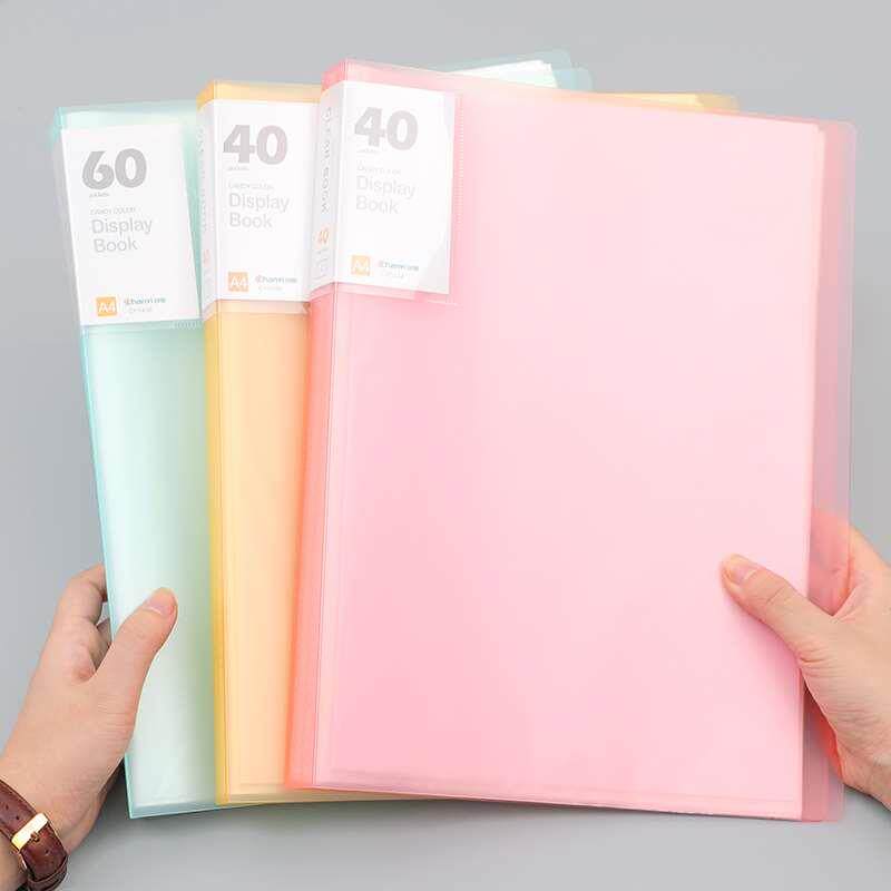 5个装糖果色文件夹透明插页资料册60页/80页学生用文具多层大容量