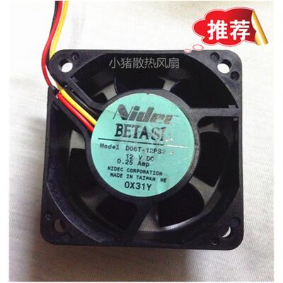 电产nidec D06T-12PS2 12V 6025双滚珠超静音机箱散热风扇6CM