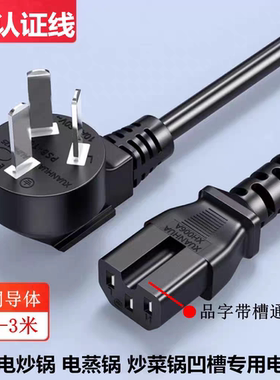 适用苏泊尔DZ22YC806-40隔水电炖锅煲汤三孔插头电源线1800W铜芯