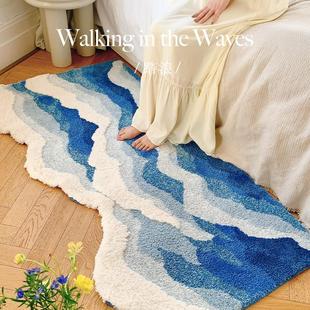 地毯卧室冬天床边毯长条少女海浪飘窗垫床前加厚床尾ins网红垫子