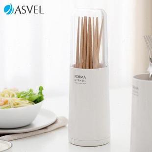 日本asvel筷子收纳盒厨房带盖台面餐具架沥水筒家用吸管勺篓筷笼