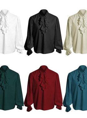 2025春秋新款中世纪维多利亚男士时代复古蒸汽朋克衬衫怀旧服装潮