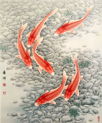 底稿工笔画工笔画红鲤鱼底稿