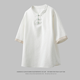 新中式半袖落肩圆领提花透气日常吸汗百搭短袖A087-7-YM639P55，男装T恤，电商A087-1