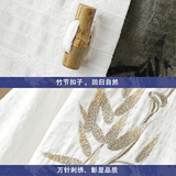 新中式竹扣竹叶刺绣棉麻五分袖提花面料古装衬衫A087-1-YM718-P75，男装T恤，电商A087-1