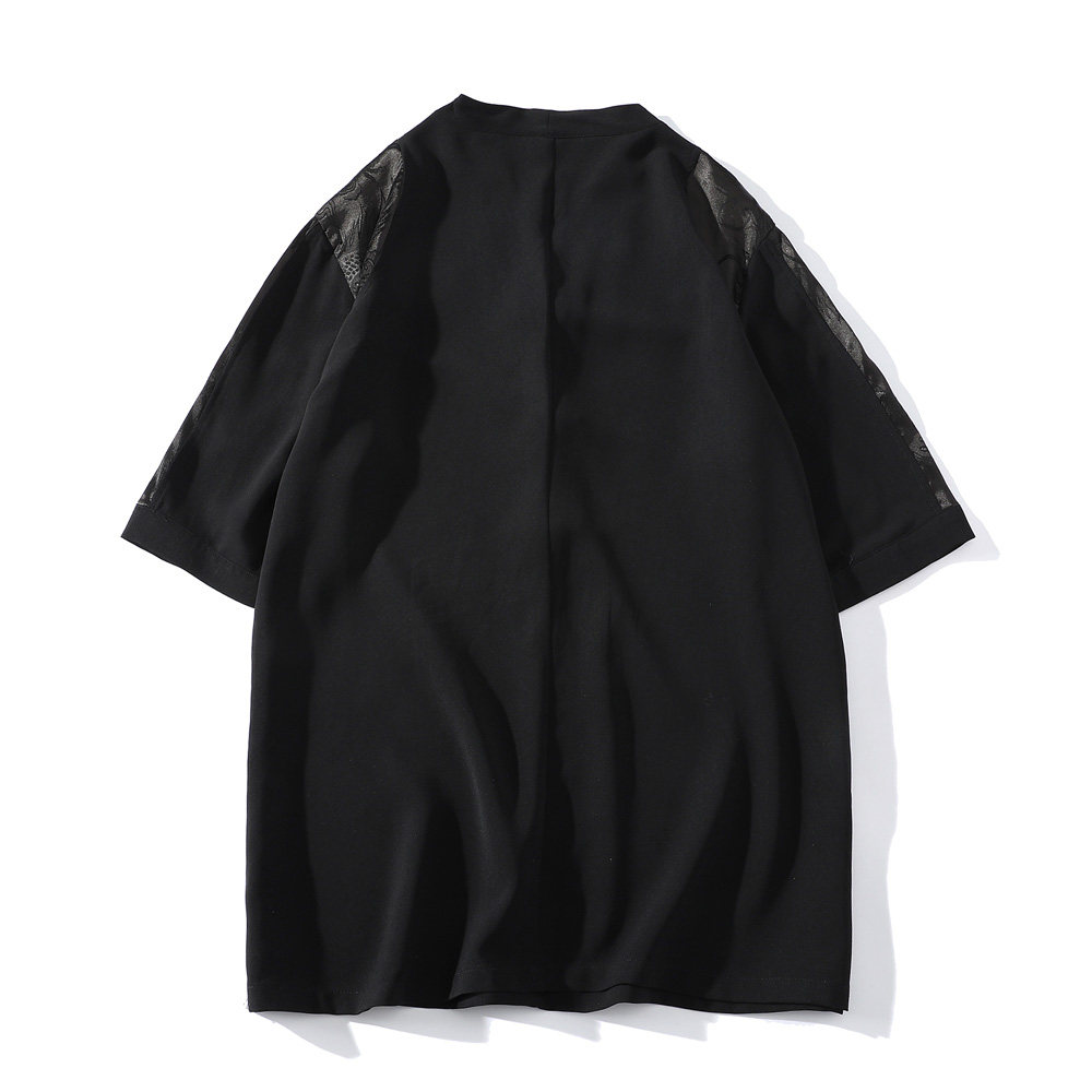 新中式风夏款拼接盘扣宽松汉服唐装短袖T恤A087-1-YM951-P55,男装T恤,电商A087-1