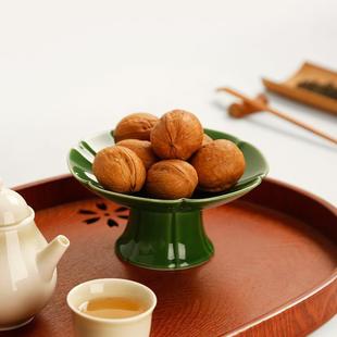 果盘高脚盘茶点盘干果托盘精致高足点心盘供佛糕点盘 陶瓷复古中式