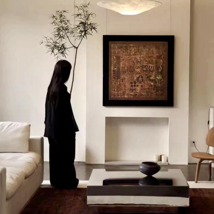 莉莉白｜繁花似锦古典抽象立体微喷画客厅玄关墙面侘寂风装饰挂画